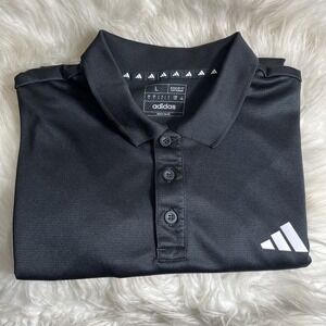 Adidas Polo Shirt Men's Large Black Aero Ready Golf Performance Athletic Logo
